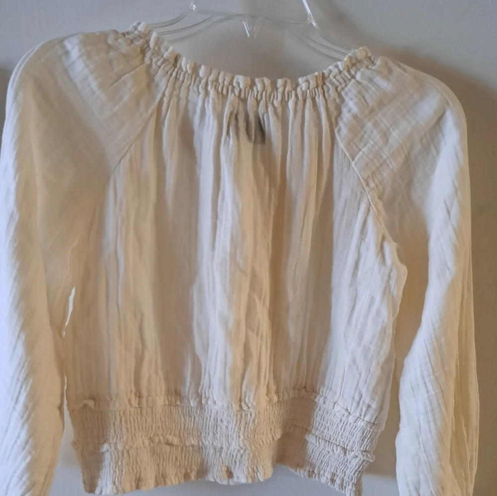 Old Navy Youth 10/12 Boho Peasant Blouse Cream Smocked
